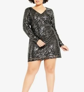 City Chic bright lights dress- gunmetal size (M) 18W.